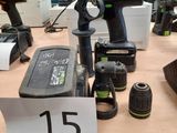 a lot of power tools on a table with a price tag