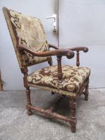 Fauteuil en hêtre tourné et sculpté, garni de tapisserie - S… (photo 2)