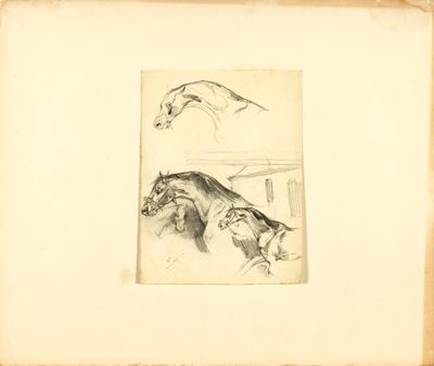 deux dessins représentant un cheval et un chien, réalisés à la plume et à l'encre