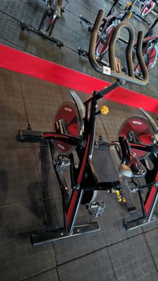 many bikes that are sitting on the floor in the gym
