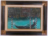 a painting of a gondola on the water in a frame