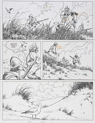 an image of a comic strip with a bird and a man on a horse