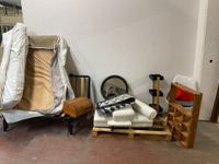 Ensemble, comprenant table de massage en skaï blanc, canapé,…
