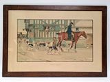 tableau représentant un homme à cheval, avec un groupe de chiens en arrière-plan