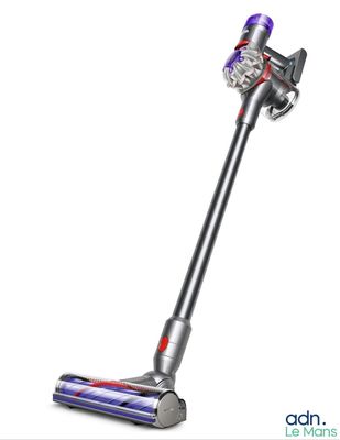a close up of a cordless vacuum cleaner on a white background
