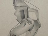 pencil drawing of a woman with a sword in her hand