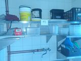 a shelf that has various items on it