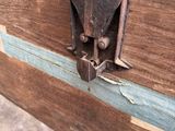 a close up of a wooden box with a latch on it