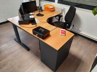 1 bureau ergonomique métal et mélaminé bois avec caisson ass… (photo 4)