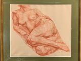 an image of a drawing of a nude woman in a gold frame