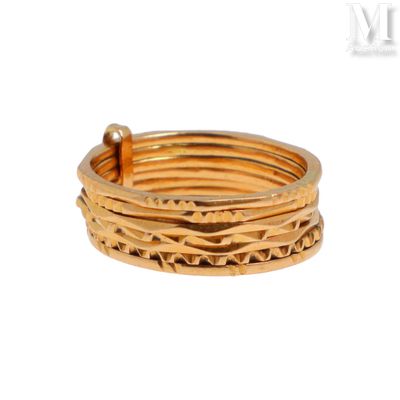 Bague semainier Bague semainier en alliage d'or rose 14k (58…