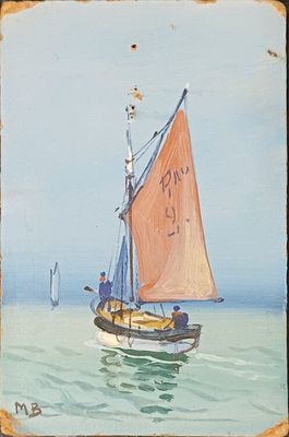 une peinture d'un voilier dans l'eau