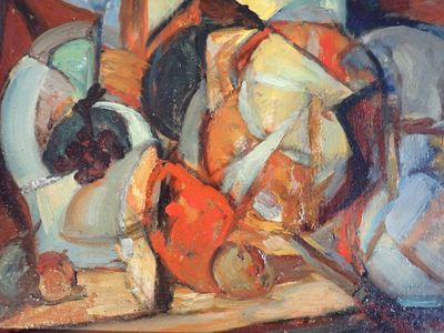 André RAGEADE (1890-1978), nature morte Cubiste, Huile sur I…