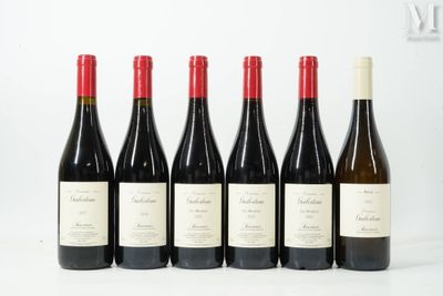 six bouteilles de vin sont alignées dans une rangée