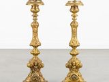pair of antique brass candlesticks
