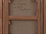 an image of a picture of a painting with a message written on it