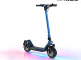 an image of a blue scooter with a light on it