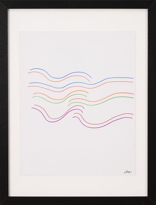 a framed picture of a line drawing of wavy lines on a white background