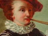 an image of a painting of a boy with a pipe in his mouth