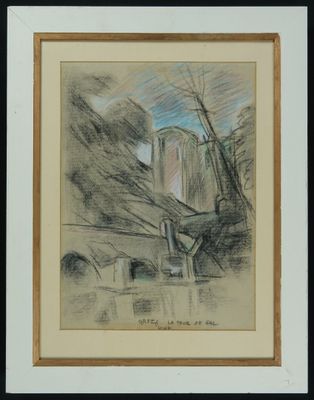 une image représentant un dessin d'un château au loin