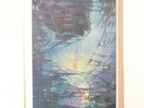 painting on easel in front of a white wall with a painting on it