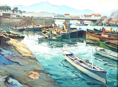 many boats that are in the water by the shore