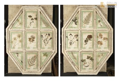 deux photos d'une table ornée de motifs différents