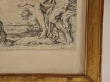 a picture of a drawing of a man and a dog