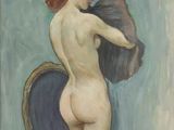 an image of a painting of a nude woman holding a fan