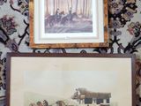 painting of a horse drawn carriage and a picture of a horse drawn carriage