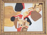 a picture of a painting of a soldier with a sword