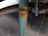 a close up of a bicycle tire with a sticker on it