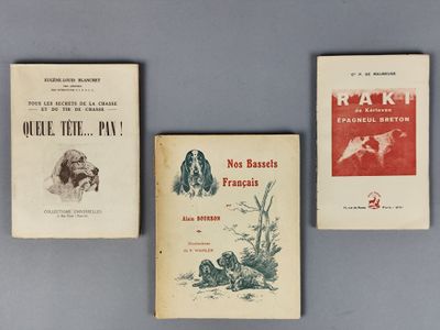 Trois livres sont alignés sur une table devant un fond bleu.