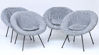 Suite de quatre chaises à structure en fibre de verre recouv…