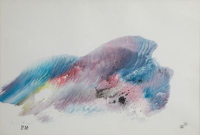 une image représentant un tableau d'un oiseau aux ailes bleues et roses