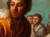 an image of a painting of a man with a beard in front of a group of people