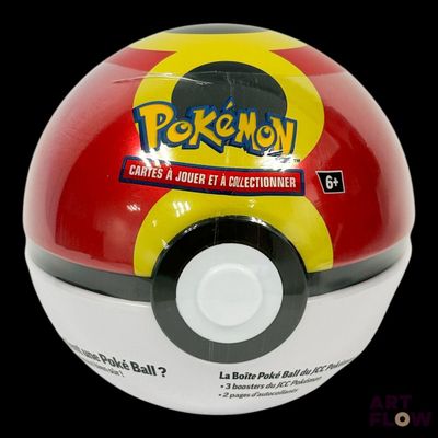 a red and yellow ball with a pokemon logo on it