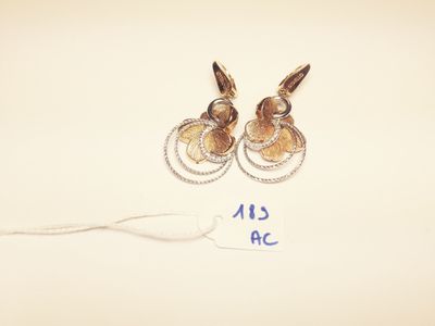 two pairs of earrings are shown with a price tag