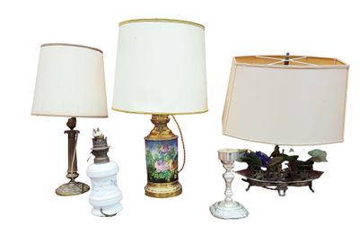 three lamps that are sitting next to each other on a table