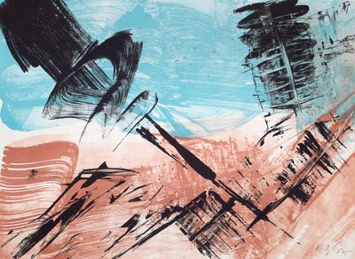 abstract painting of a man in a top hat and a woman in a top hat