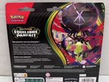 the back of a box with a black and red spider on it