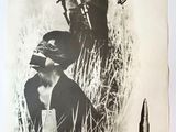 an old poster of a man holding a gun in a field