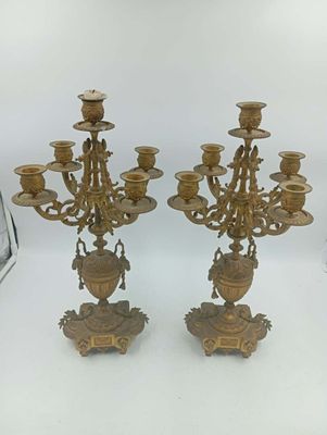paire de candélabres anciens en laiton