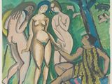 une image représentant un tableau sur lequel figure un groupe de femmes nues