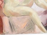 a painting of a nude woman sitting on a chair