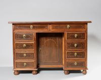 Bureau de changeur en bois de placage, marqueterie de filets…