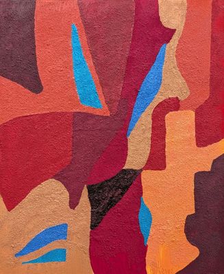 peinture abstraite représentant un homme et une femme sur un mur
