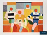 a painting of a group of people with numbers on them