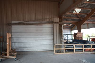 an image of a garage with a garage door open