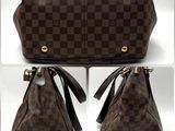 louis vuitton damier speedy mm shoulder bag in brown checkerboard